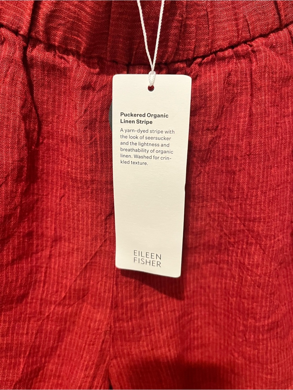 Eileen Fisher Puckered Organic Linen Stripe Lantern, Ankle, NWT, XS - Picture 10 of 11